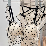 MOYISU Japanese Mesh No-wire lace Underwear set Women's small breasts gather sexy pure desire sweet bra cute bra Panty SET TUSHY