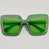 Diamond Oversized Sunglasses Big Square Frame Sunglasses UV400 Crystal Eyewear Retro Rhinestone Frames Eyeglasses