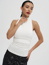 Sexy Backless Pure Color Summer New Women's Tank Top T-shirt Sleeveless Polyester Fiber Cross-Border Clothing