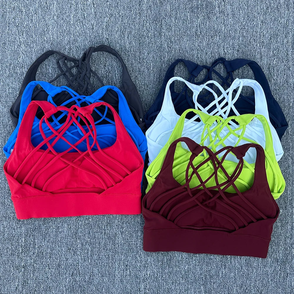 New Fitness Sports Bra for Women Push Up Cross Back Shockproof Running Gym Training Workout Yoga Underwear Crop Tops