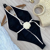 Floral One Piece Swimsuit 2025 New Halter Bandage Swimwear Women Swimsuit Bathing Suit Beachwear Monokini Female Swimming Suits