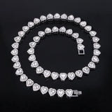 Yupsk 45CM/20CM Shiny Heart Rhinestone Hip Hop Rock Tennis Chain Bracelet Necklace for Women Men Trendy Jewelry Set Gift