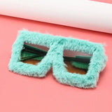 Y2K Oversized Plush Sunglasses Style Soft Fluffy Winter Shades Party Christmas Halloween Cosplay Novelty Glasses for Women