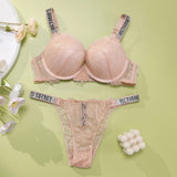 New Victoria's Secret Women's Sexy Bra and Panty Set Comfortable Push Up Shapewear Adjustable Padded Gathered Lace Lingerie Set