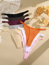 4Pcs Women's Cotton Thongs Sexy Thin Waist Underwear Traceless Low Waist G-string Sports T-Back Female Breathable Panties S-XL