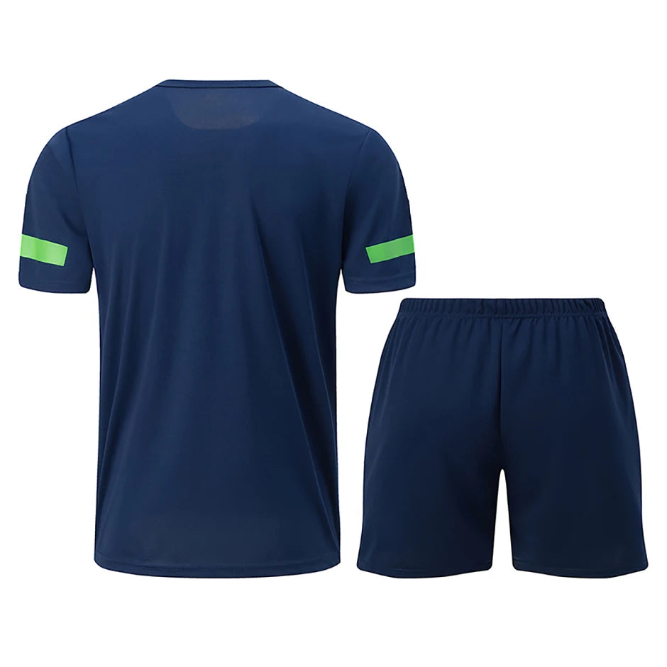 2 Pcs Men's Mesh Breathable Quick-drying Sports Suit Loose Plus Size Running Fitness Mountaineering Casual Short-sleeved Shorts