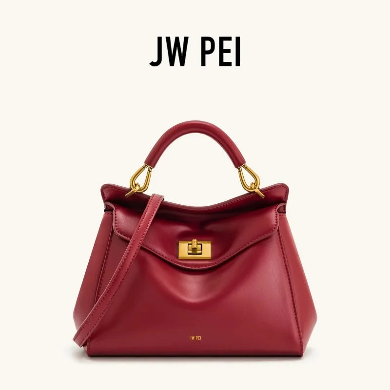 JW PEI Lucia Top-Handle Bag Luxury Designer Crossbody Shoulder Bag for Women Elegant Turn Lock Vegan Leather Messenger Purse