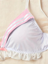 Naughty Sexy Sailor Lingerie Set, Schoolgirl Cosplay Costume 3 Piece Bikini Outfit for Roleplay Halloween Bachelorette Party