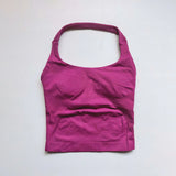 NCLAGEN Gym Halter Top Woman Longline Strappy Tank Padded Yoga Clothing Fitness Workout Running Activewear Pilates Clothes