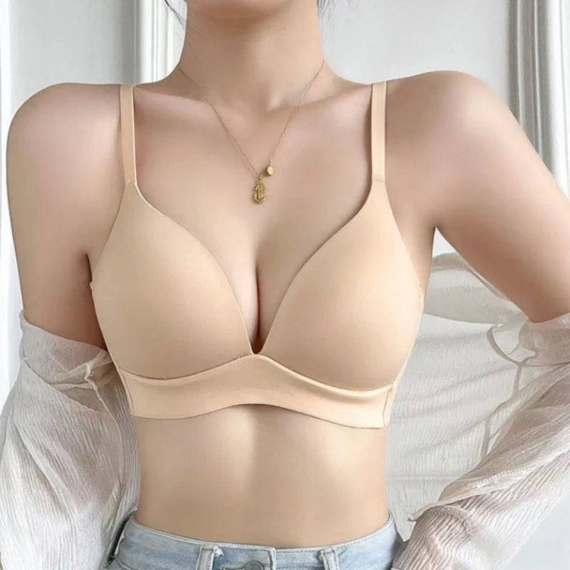 Japanese Style Seamless Push-Up Bra Comfort Wireless Underwear Women's Deep V Neck Bralette 3/4 Cup Daily Comfort Lingerie S-XL