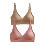 2Pcs/Set Seamless Bras For Women Wireless Underwear Push Up Bralette Soft Padded Deep V Sexy Lingerie Sleepwear Intimates S-3XL