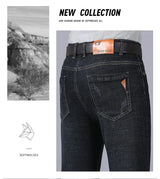 Men Fashion Straight Jeans Men 2026 New Stretch Slim Fit Pants Comfortable Soft Business Denim Trousers Male Brand Clothing