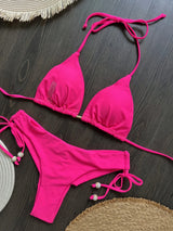 2025 New Sexy Triangle Bathing Suit for Women Brazilian Bikinis Halter Swimwear Push Up Swimsuit Metal Chain Beach Bikini Set