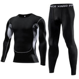 2Pcs Men Compression Sportswear Set Elastic Quick Fit Workout Jogging Training Yoga Fitness Tracksuit for Sports Exercise
