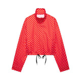 HH Woman Autumn Long Sleeves Turtleneck Zipper With Pockets Drawstring Casual Coats Women Fashion Polka Dot Printed Jacket