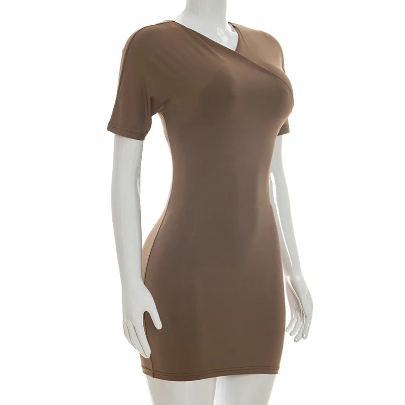 Nsauye 2026 Casual Summer Women Dresses Mini Bodycon Short Sleeve Sexy V Neck Party Evening Wrap Night Club Dress Outfits