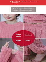 Women's Thickened Warm Sleepwear coral velvet homewear Fluffy O-neck leisure pajamas Striped Large Size Adapted Winter Sleepwear