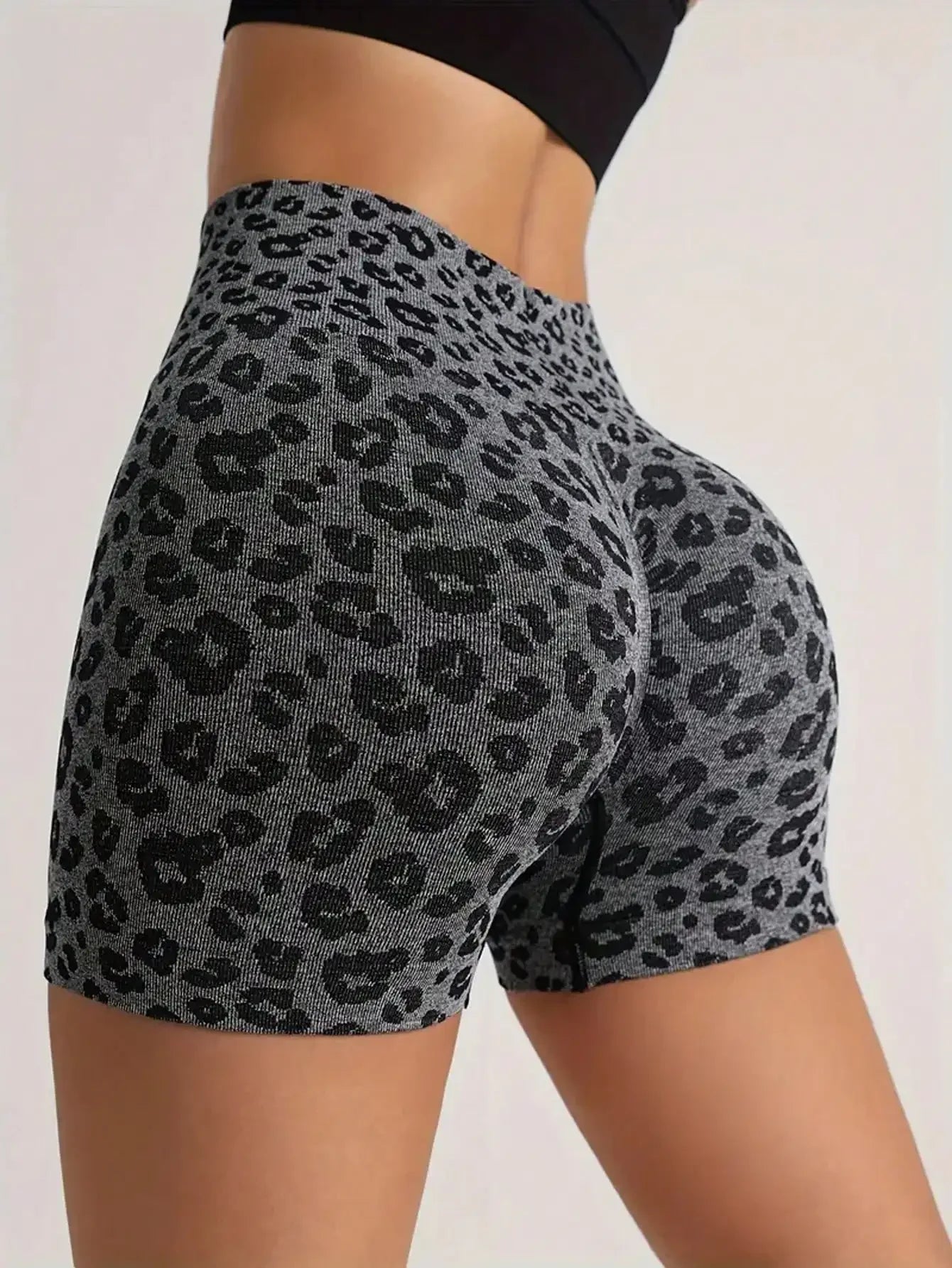 Sport Leopard Scrunch Butt Tummy Control Sports Biker Shorts Stretchy Shorts Women Boxer Shorts Summer