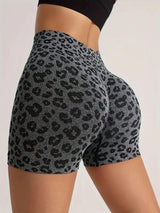 Sport Leopard Scrunch Butt Tummy Control Sports Biker Shorts Stretchy Shorts Women Boxer Shorts Summer