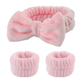 Women's Soft Coral Fleece Headband Wide Bow Hair Band Wristband for Skincare Face Washing Hair Accessories