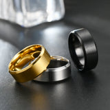 8MM Classic Stainless Steel Ring For Men Women 7 Color Double Inclined Plane Matte Wedding Band Couples Rings Fashion Jewelry