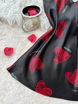Valentine's Day Red Lip Print Satin Slip Nightdress V Neck Backless Mini Sleep Dress  Women's Sleepwear Dresses