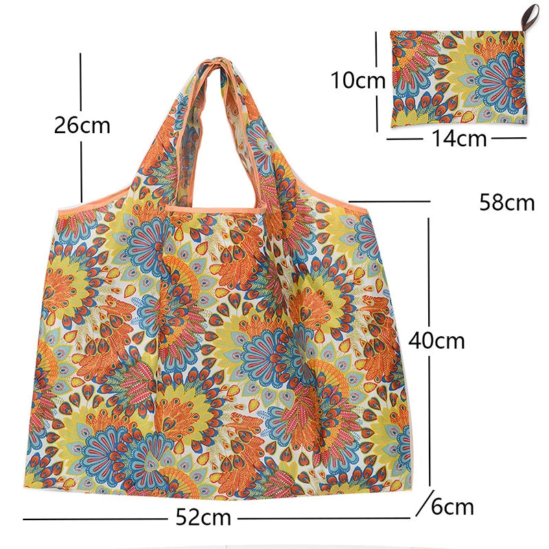 Versatile Folding Shopping Bag, Large Capacity Travel Tote Bag, Fashion Reusable Grocery Bag