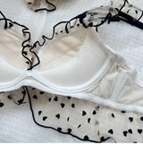 MOYISU Japanese Mesh No-wire lace Underwear set Women's small breasts gather sexy pure desire sweet bra cute bra Panty SET TUSHY