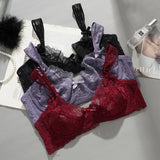 Sexy Ultra-thin Lace Bras Women's Push Up Summer Breathable Bra Hollow Out Gathered Underwear French Elegant Bow Underwire