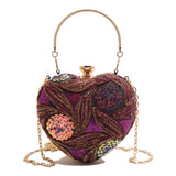 Wrist Bag Glitter Sequin Evening Banquet Bag Embroidery Elegant Heart Shape Handbag Sweet Large Capacity Ladies Clutch Bag Party