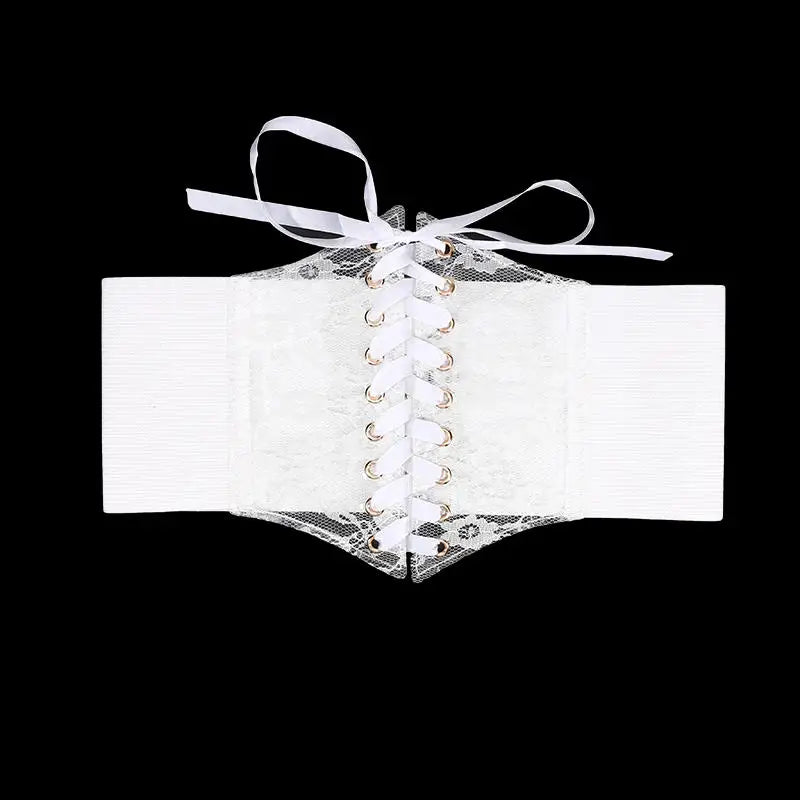 Fashion Women Waist Corset Flower Embroidery Elastic Waistband Black White Red Pink Wide Lace Slimming Body Belts Cummerbunds