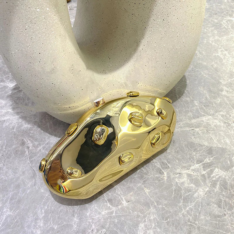Acrylic Shell Shape Clutch Bag Gold Silver Blue Women Evening Party Cute Metal Shiny Purse Handbag 2025 Wholesale Clutch Bags