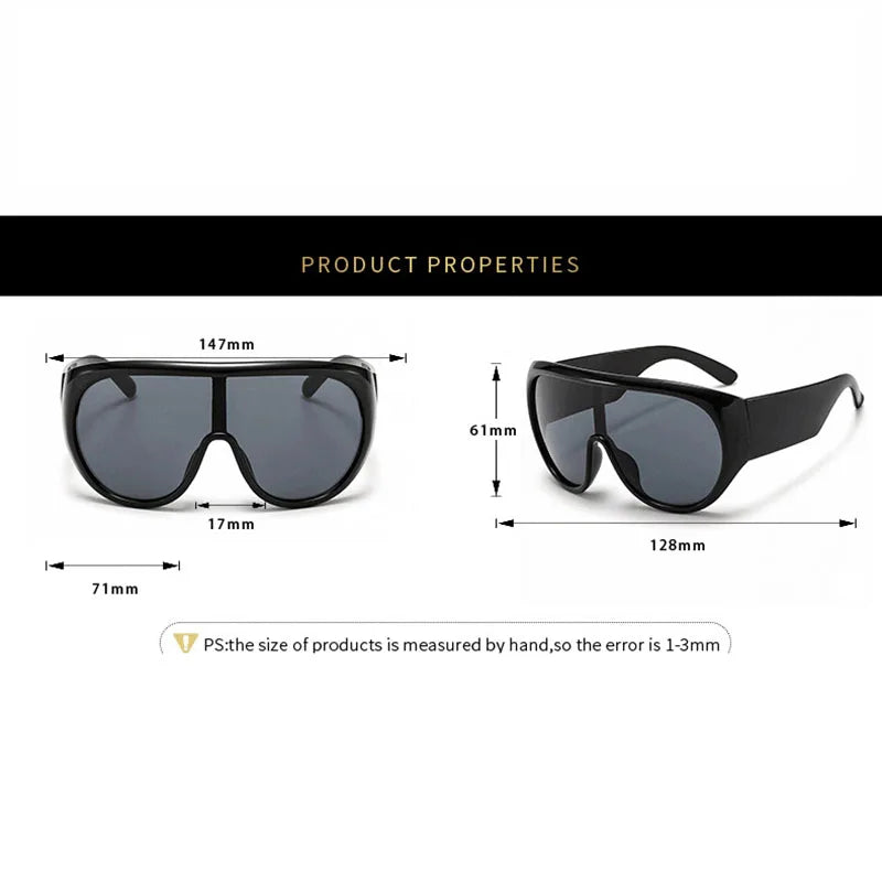 INS Popular Oversized Pilot Sunglasses Women Fashion Luxury Big Frame One Piece Gradient Sunglasses Retro Classic Thick Shades
