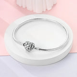 Bracelet Original 925 Sterling Silver Charm Bracelet 17-20CM Love Heart Pave Zirconia Bracelet for Women DIY Charm Jewelry Gifts