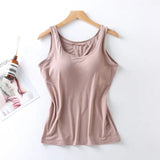 2026 Women's Vest Tops With Built In Bra Neck Vest Padded Slim Fit Tank Tops Sexy Shirts Feminino Casual Underlay shirt slimming
