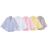 MUJER Striped Women's Shirt White Loose Casual Shirts for Women Summer Button up Shirts and Blouses Woman Wide Sleeve Ladies Top