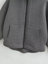 HH 2026 Casual Women's Soild Zipper Hoodie Long Sleeve Big Pocket Zipper Jacket With Hood Female Loose Outerwear Coat Tops