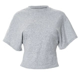 Fashion Casual Solid Gray Cropped T-shirt 2025 Woman Clothes O-neck Corset Tops Streetwear Girls Spring Summer Short Tee Shirts
