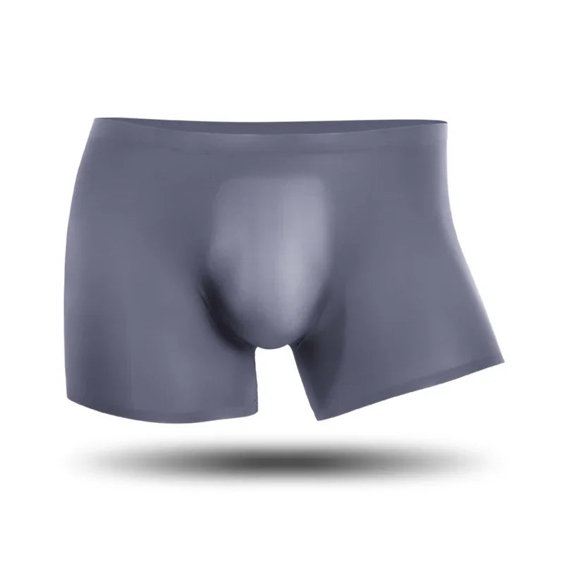 Men's 3D ice silk inner pants with seamless and ultra-thin design for the crotch, flat-leg style, breathable summer shorts