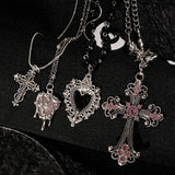 Y2K Sweet Cool Girl Personalized Creative Cross Love Pendant Necklace, Suitable for Daily Wearing
