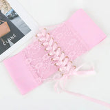 Fashion Women Waist Corset Flower Embroidery Elastic Waistband Black White Red Pink Wide Lace Slimming Body Belts Cummerbunds