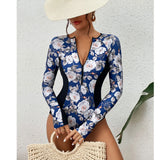 2026 Surfing Sport Swimsuit Long Sleeves Women One Piece Swimsuit  Swimwear Solid Monokini Bathing Suit Tropical Bodysuit Female