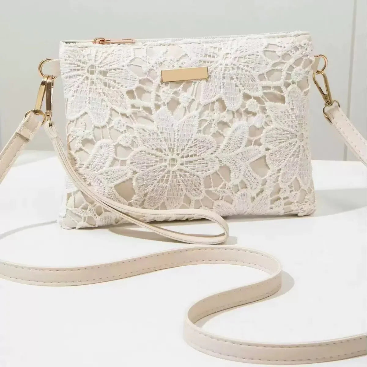 New Fashion Women Flower Printed Hollow Mini Chain Bag Shoulder Bag Tote Purse Handbag New Lace Crossbody Chain Shoulder Women's