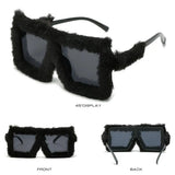 Y2K Oversized Plush Sunglasses Style Soft Fluffy Winter Shades Party Christmas Halloween Cosplay Novelty Glasses for Women