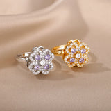 Spinner Zircon Heart Four Leaf Clover Rings For Women Stainless Steel Anti Stress Anxiety Fidget Ring Jewelry Christmas Gift