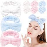 Women's Soft Coral Fleece Headband Wide Bow Hair Band Wristband for Skincare Face Washing Hair Accessories