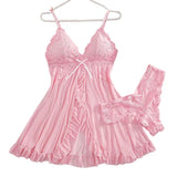 A Set Of Woman Underwear Nightgown Thong Sets Plus Size Suspender Lace Lingerie Sexy Accessories Erotic Bra Nightdress lencería