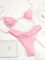 Sexy Folds Bikini Set Solid Micro Bikinis Women Swimsuit Female Triangle Swimwear Beach Wear Bathing Suit
