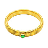 Waterproof Stainless Steel Retro Elasticity Thick Metal Polish Bracelet 18K Gold Plated Trend Fashion Unisex Jewelry Men Women