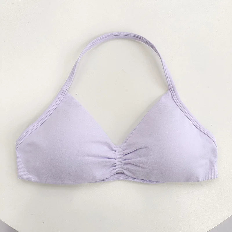 Women's Thin-Strap Halter Gym Bra - Sexy Backless Sports Bra for Yoga & Fitness Training